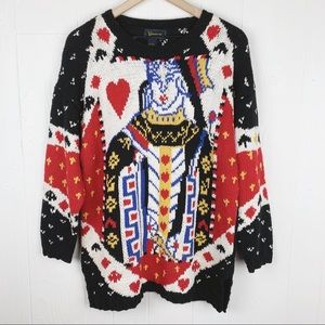 Vintage Black and Red Graphic Sweater